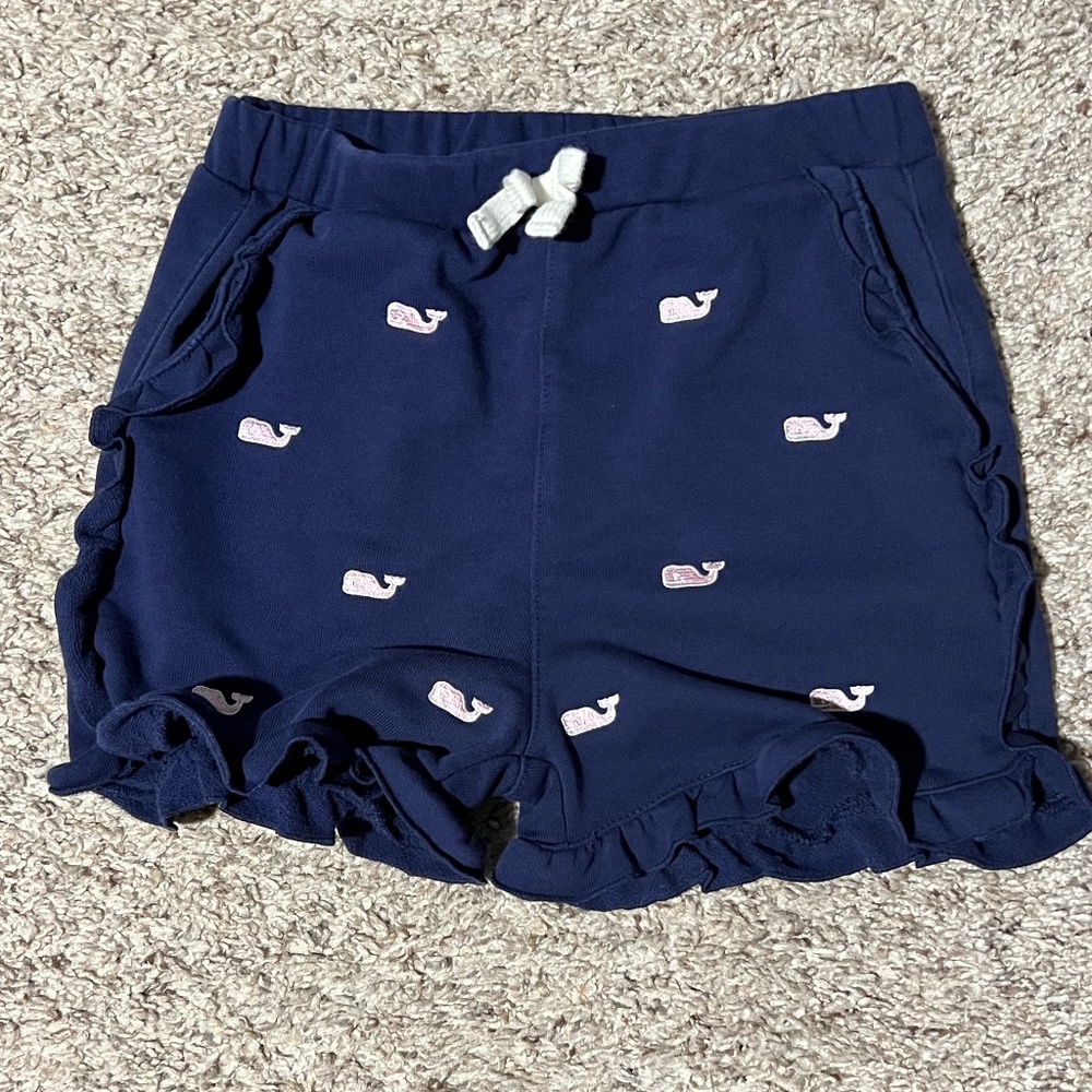 Vineyard Vines for Target Girl's Navy Ruffle Whale Shorts